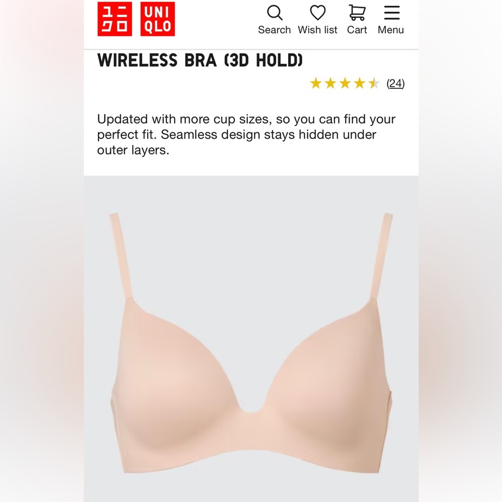 2/$35 Uniqlo Wireless Bra (Black & Beige)